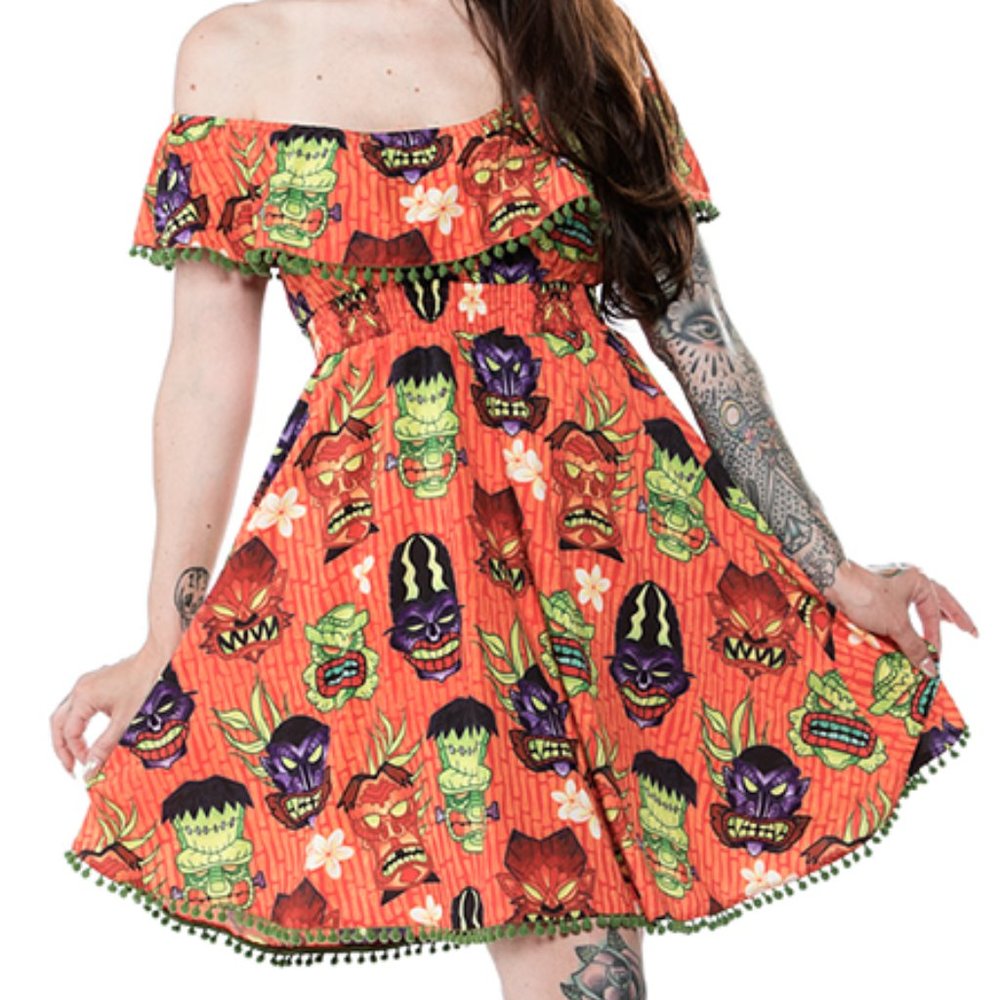 SOURPUSS MONSTER TIKI FIESTA DRESS